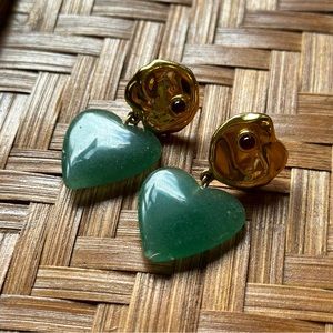 Lizzie Fortunato jade heart and gold earrings